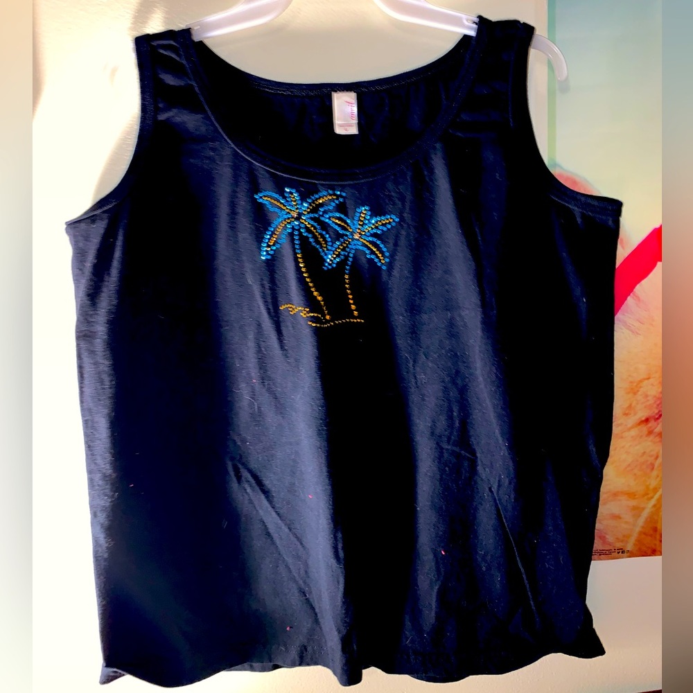 Ladies Black Bling Tank